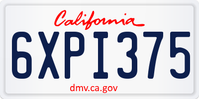 CA license plate 6XPI375