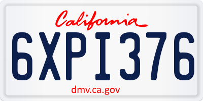 CA license plate 6XPI376