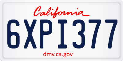 CA license plate 6XPI377