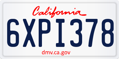 CA license plate 6XPI378