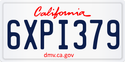 CA license plate 6XPI379