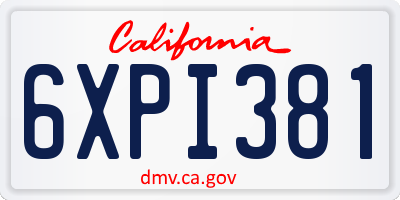 CA license plate 6XPI381