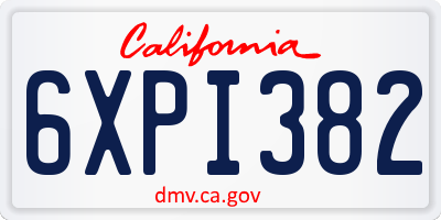 CA license plate 6XPI382