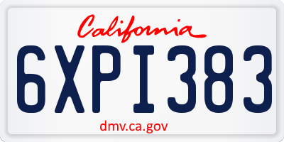 CA license plate 6XPI383