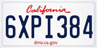 CA license plate 6XPI384