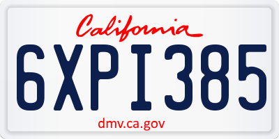 CA license plate 6XPI385
