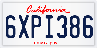 CA license plate 6XPI386