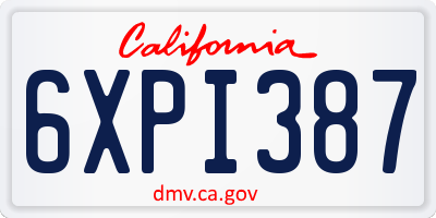CA license plate 6XPI387