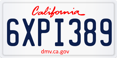 CA license plate 6XPI389