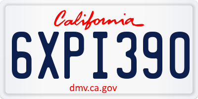 CA license plate 6XPI390