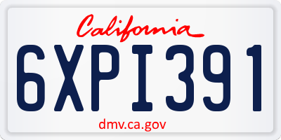 CA license plate 6XPI391
