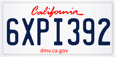CA license plate 6XPI392