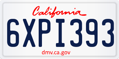 CA license plate 6XPI393