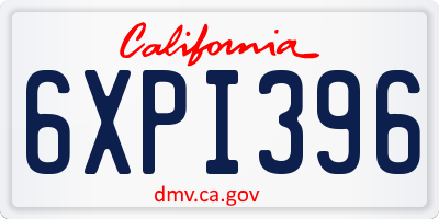 CA license plate 6XPI396