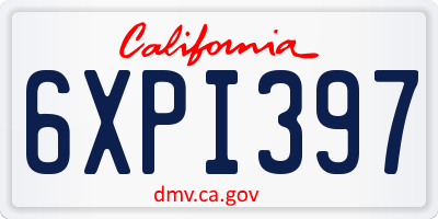 CA license plate 6XPI397