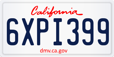 CA license plate 6XPI399