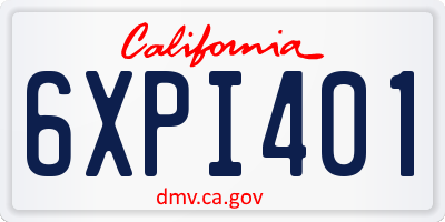 CA license plate 6XPI401