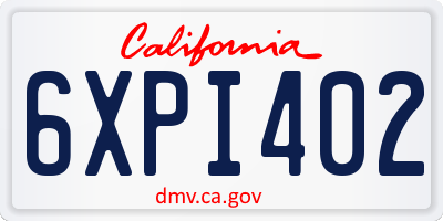 CA license plate 6XPI402