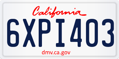 CA license plate 6XPI403