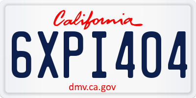 CA license plate 6XPI404