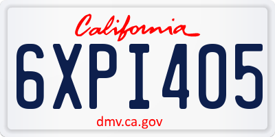 CA license plate 6XPI405