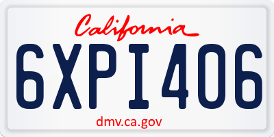 CA license plate 6XPI406