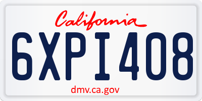 CA license plate 6XPI408