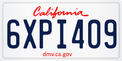 CA license plate 6XPI409