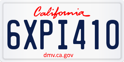 CA license plate 6XPI410