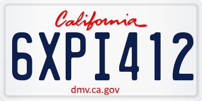 CA license plate 6XPI412