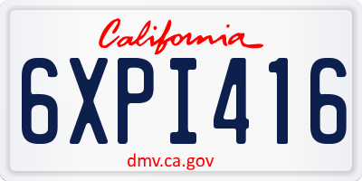 CA license plate 6XPI416