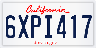 CA license plate 6XPI417