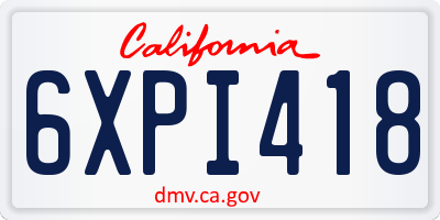CA license plate 6XPI418