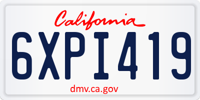 CA license plate 6XPI419