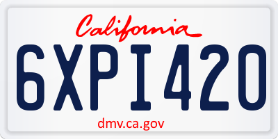 CA license plate 6XPI420