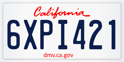 CA license plate 6XPI421