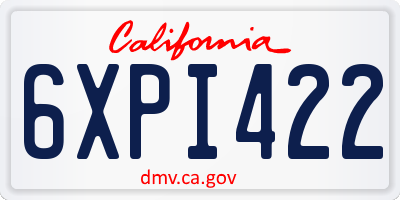 CA license plate 6XPI422