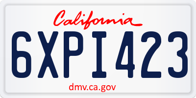 CA license plate 6XPI423