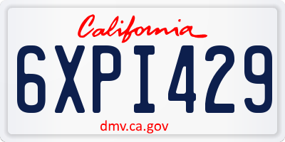 CA license plate 6XPI429