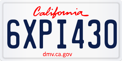 CA license plate 6XPI430