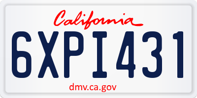 CA license plate 6XPI431