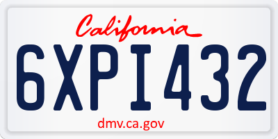CA license plate 6XPI432