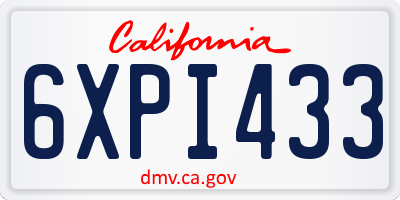 CA license plate 6XPI433