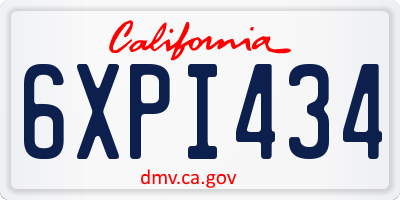 CA license plate 6XPI434
