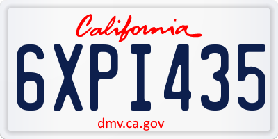 CA license plate 6XPI435