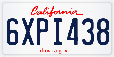 CA license plate 6XPI438
