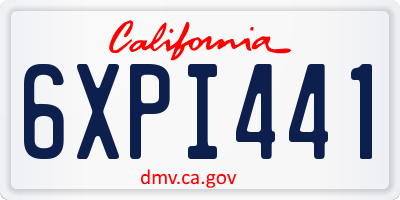 CA license plate 6XPI441