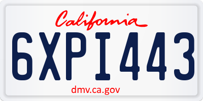 CA license plate 6XPI443