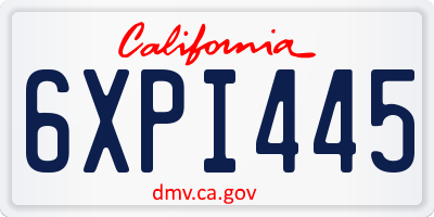 CA license plate 6XPI445