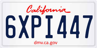 CA license plate 6XPI447